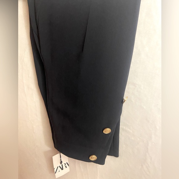 NWT ZARA Straight Leg Pants with Metallic Buttons - Picture 2 of 3